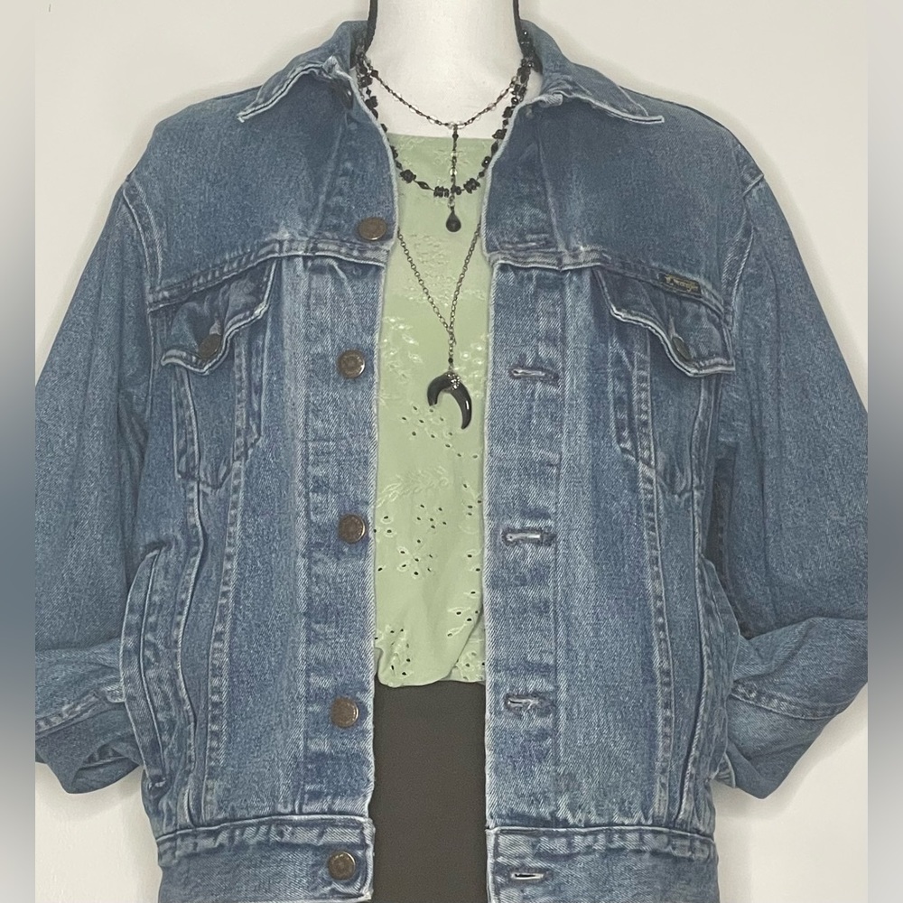 Vintage Wrangler Jacket Women's Size 40 Made In USA Denim Brass Copper Buttons